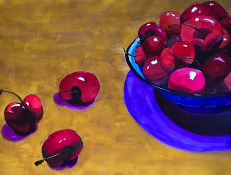 Bowl of Cherries;
2020; watercolor on Arches CP 140; 18 x 24"